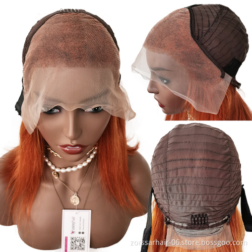 Wig vendors wholesale prices ginger orange bob wigs for black women full transparent hd lace frontal wigs human hair lace front